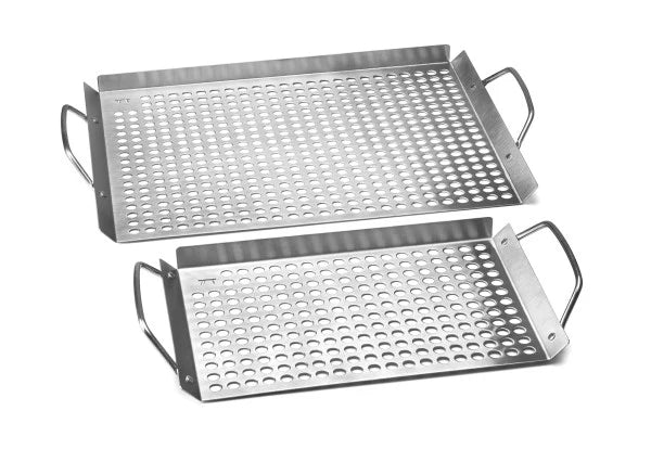 Grillbrickor i rostfritt stål - 2 pack