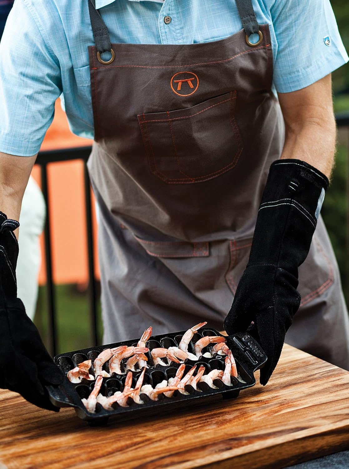 Grill- & serveringspanna i gjutjärn för räkor